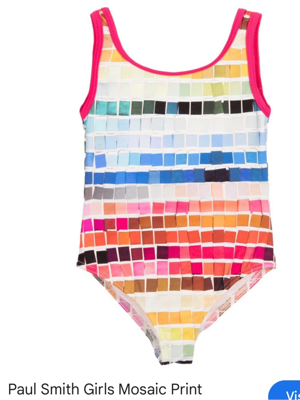Paul Smith Kids One-Piece Mosaic Swimsuit with Hot Pink Trim